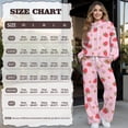 thumbnail image 7 of Xoenoiee Pink Strawberry Flower Print Lounge Sets for Women 2 Piece Fall Outfits Wide Leg Pants Leisure Travel Vacation Clothes Long Sleeve Sweatsuits Two Piece Set, S, 7 of 7
