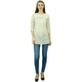 thumbnail image 2 of Phagun Women's 3/4 Sleeves Designer Lace Short Tunic Cotton Blouse Summer Casual Tops, 2 of 8
