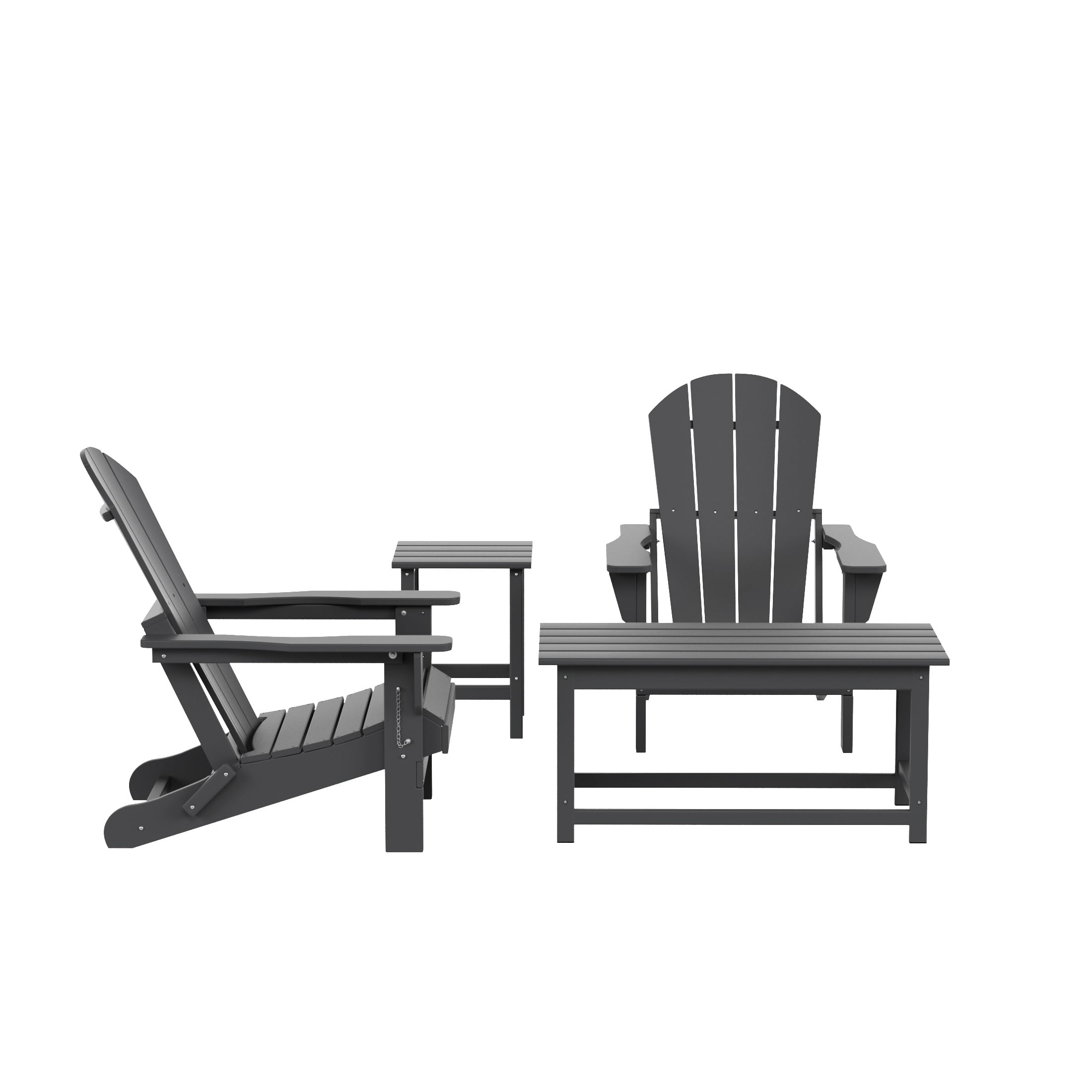 WestinTrends 4 Piece Polyethylene Outdoor Patio Furniture Set with Coffee and Side Table, Gray
