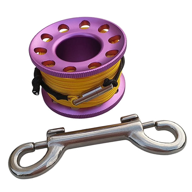 Carrete de Carrete de de Rendimiento, Carrete de Línea de Guía Técnica de Visibilidad con Mosquetón de Acero Inoxidable con Broche de Perno Púrpura Macarena Carrete para buceo