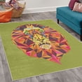 thumbnail image 2 of Zoo Decorative Rug, Colorful Animals Geometric Diamond Face Lions Mane Savannah Wildlife Theme Image, Quality Carpet for Bedroom Dorm and Living Room, 6 Sizes, Olive Green, by Ambesonne, 2 of 4