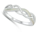 thumbnail image 4 of CHOOSE YOUR COLOR Criss Cross Wave White Simulated Opal Ring .925 Sterling Silver Band CZ Female Size 5, 4 of 4