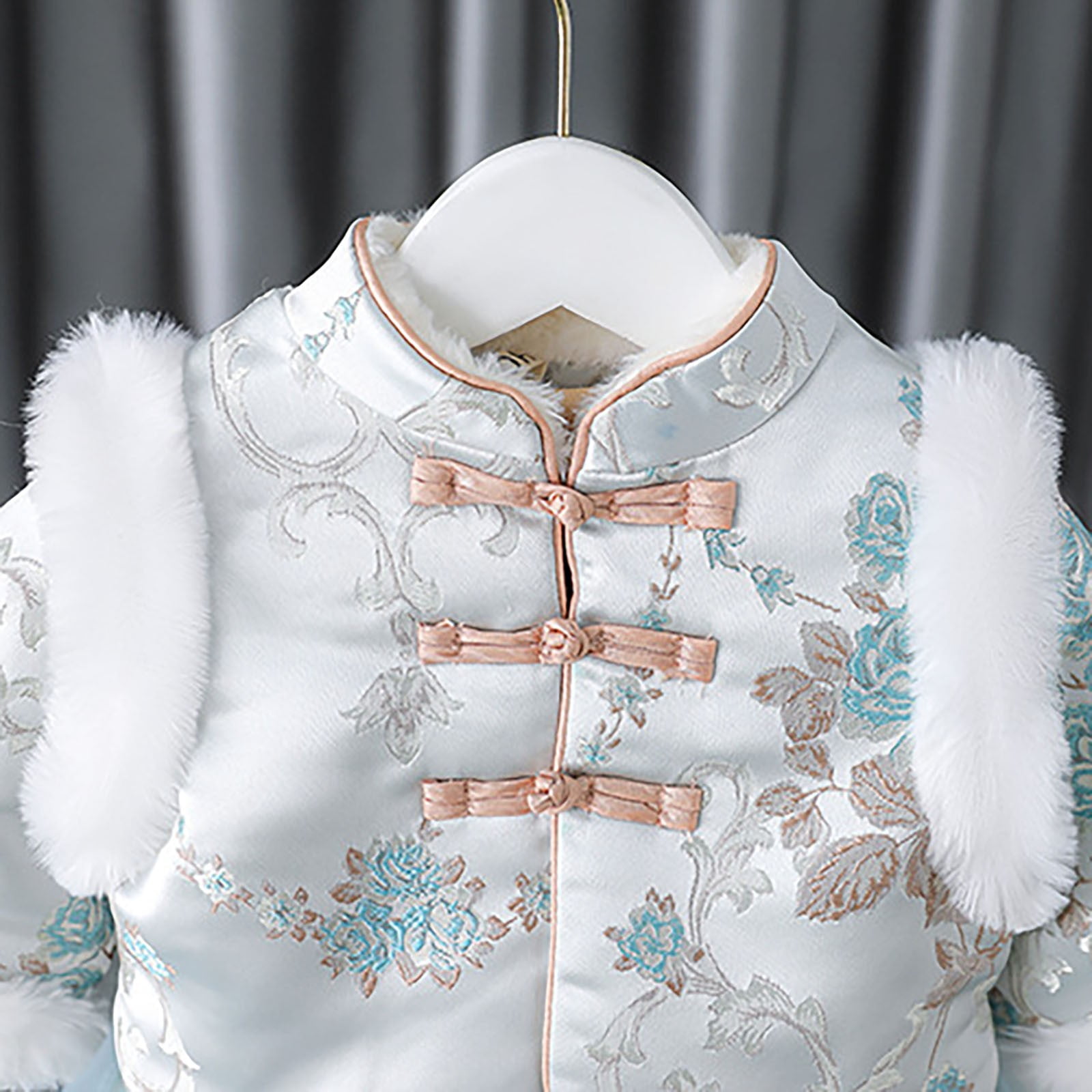 Otqutp Baby Girl Traditional Cheongsam Velvet Dress & Coat 2 Piece Chinese Calendar New Year Outfits Long Sleeve Clothing 2pc