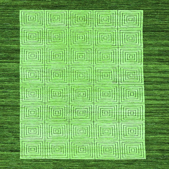 Ahgly Company Indoor Square Oriental Green Modern Area Rugs, 6' Square