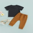 thumbnail image 3 of Newborn Baby Boys 2pcs Outfits Set Lettering Short Sleeve T-shirt Tops Drawstring Pants Clothes Dark Gray 6-12 Months, 3 of 7