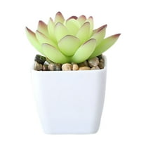 Simulated Succulent Plant Potted Plant-Plastic Flowers for Outdoors-Plants Artificial Potted Faux Plant In Square White Pots for Home Bathroom Desk Shelf Decor