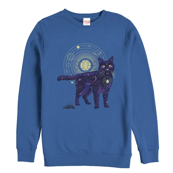 Men's Marvel Captain Marvel Celestial Goose Cat  Sweatshirt Royal Blue X Large