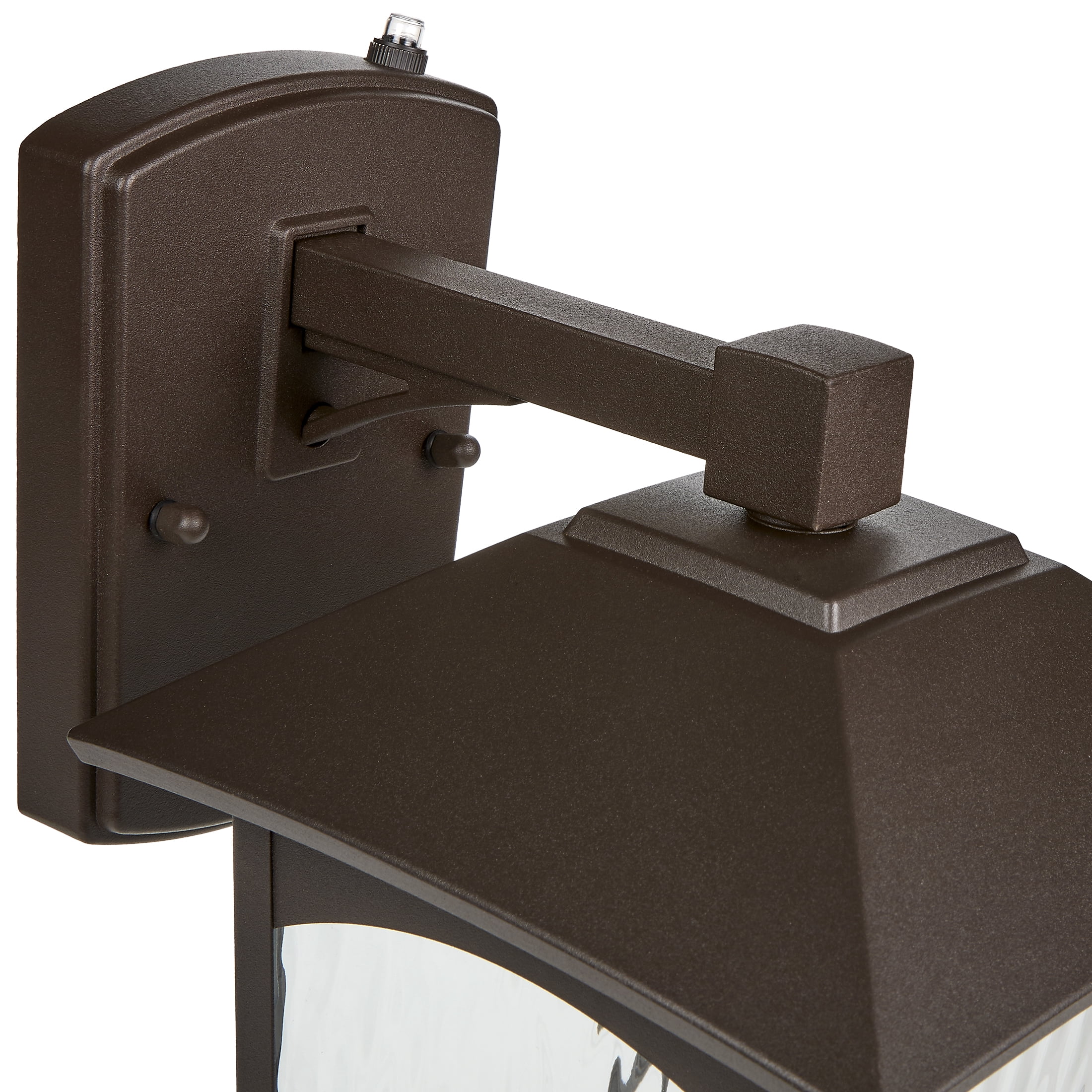 Maxxima LED Porch Lantern - Outdoor Wall Light, Bronze w/Water Glass, Photocell Dusk to Dawn Sensor, 800 Lumens, 3000K Warm White, Ideal Fixture for Backyard Patio and Front Door Lighting