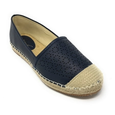Women's Forever Young Faux Leather Embossed Woven Weaved Tip Espadrille