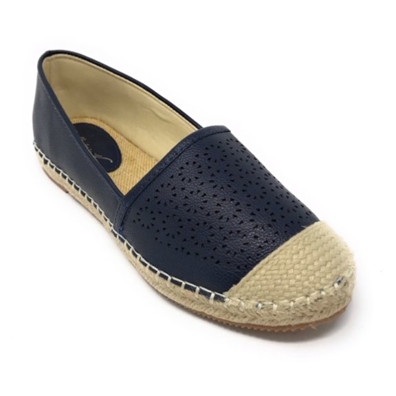 Women's Forever Young Faux Leather Embossed Woven Weaved Tip Espadrille