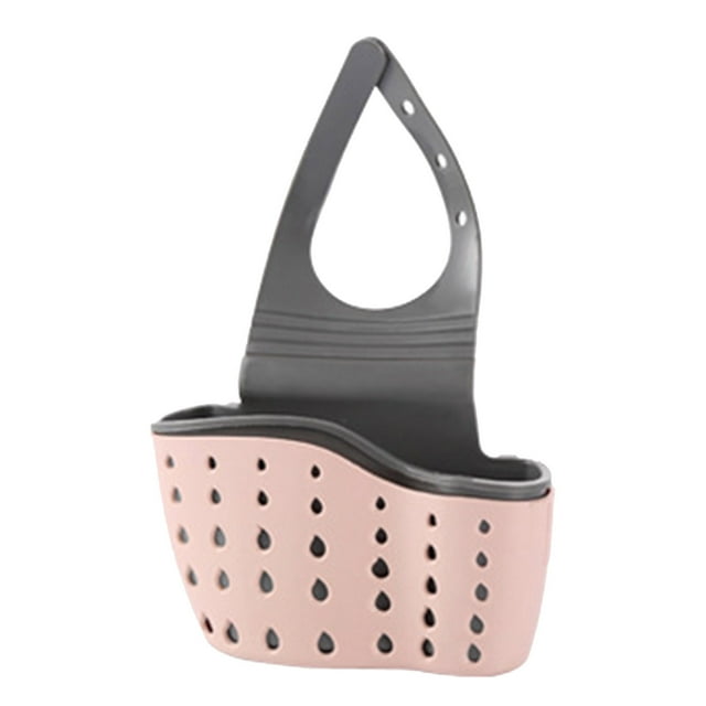 Over Sink Hanging Kitchen Drainer Shelf Double Layer Foldable Sponge Holder Beige Plastic
