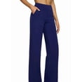 thumbnail image 3 of Pantalones de Yoga para Mujer, de Pierna , con Bolsillos, Cintura Alta, Elásticos, Informales, Deportivos. Azul Real L, 3 of 6