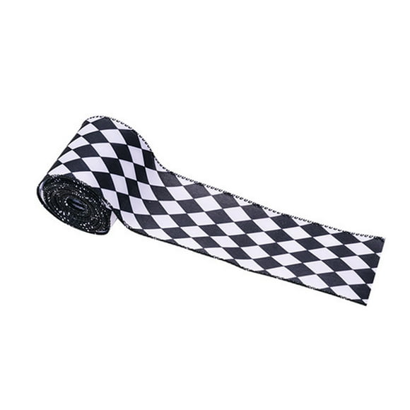 Polyester Wired Checkered Christmas Tree Ribbon for Decoration