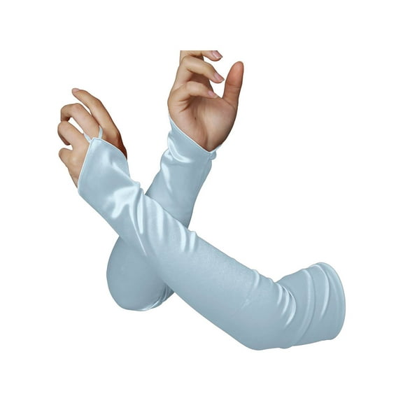 Ladies Fingerless Silk Opera Gloves, Lt Sky