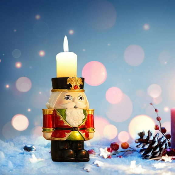 Nutcracker Figures stick Holder Traditional Figurine Nutcracker Ornament Room Desktop Decor Red