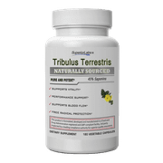 Tribulus Terrestris - Testosterone Booster Cortisol Blocker with 45% Steroidal Saponins, 1500mg Dosage, 180 Vegetable Caps - Supports Vitality and Performance - with Added BioPerine®