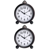 Unique Bargains 2 Pcs Vintage Desk Clock Silent Retro Battery Operated White