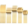thumbnail image 2 of ABPETE 20-Piece Matte Gold Flatware Set,Hexagon Handle Steel Cutlery,Dishwasher Safe & Wedding-Ready (Matt gold), 2 of 8