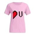 thumbnail image 5 of Chemises de Vacances pour Couples Assorties Mode Saint-Valentin Manches Courtes Imprimé Cœur Blouses Design Ample Col Rond T-Shirt Confortable Doux Tenue de Vacances pour Lui et Elle Vêtements Rose G, 5 of 5