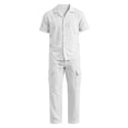 thumbnail image 7 of BVOFAR Mens Summer Beach Outfits 2 Piece Short Sleeve Button Down Shirt and Cargo Pants Sets Casual Vacation Loungewear White L, 7 of 7