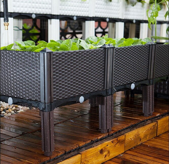 NaturalGarden Plastic Square Raised Garden Bed Kit for Indoor/Outdoor