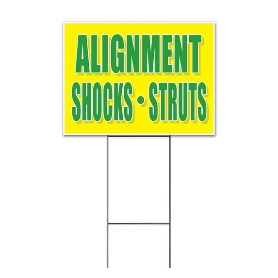 Alignment Shocks Struts (18" x 24") Yard Sign, Includes Metal Step Stake
