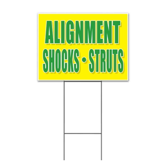 Alignment Shocks Struts (18" x 24") Yard Sign, Includes Metal Step Stake