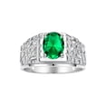 thumbnail image 1 of RYLOS Men's Rings Sterling Silver Designer Nugget Ring Oval 9X7MM Gemstone & Diamonds  Emerald May Birthstone Rings For Man Size 13, 1 of 7