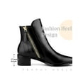 thumbnail image 6 of BLISSFUL STEP Women's Ankle Boots Pointy Toe Block Heel Double Zips Faux Leather Booties  Black 5.5, 6 of 7