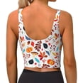 thumbnail image 3 of Xecao Autumn Pumpkins Fall Leaves for Sports Bra with Removable Pads, Crop Tank Top Design, Women's Longline Sports Bra - Non-Wired - Large, 3 of 9