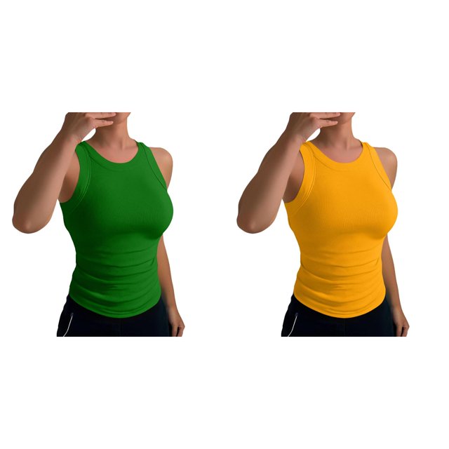 (2-Pack) Rinsvye Womens Sleeveless Vest Top Basic Tank Blouse Layering Clothing Summer Must Have Wardrobe Staple
