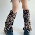 thumbnail image 2 of Yuanlong Flared Leg Warmers Leopard Print Fuzzy Over The Calf Thigh-High Stockings Streetwear Fashion Warm Lady Tube Socks, 2 of 6