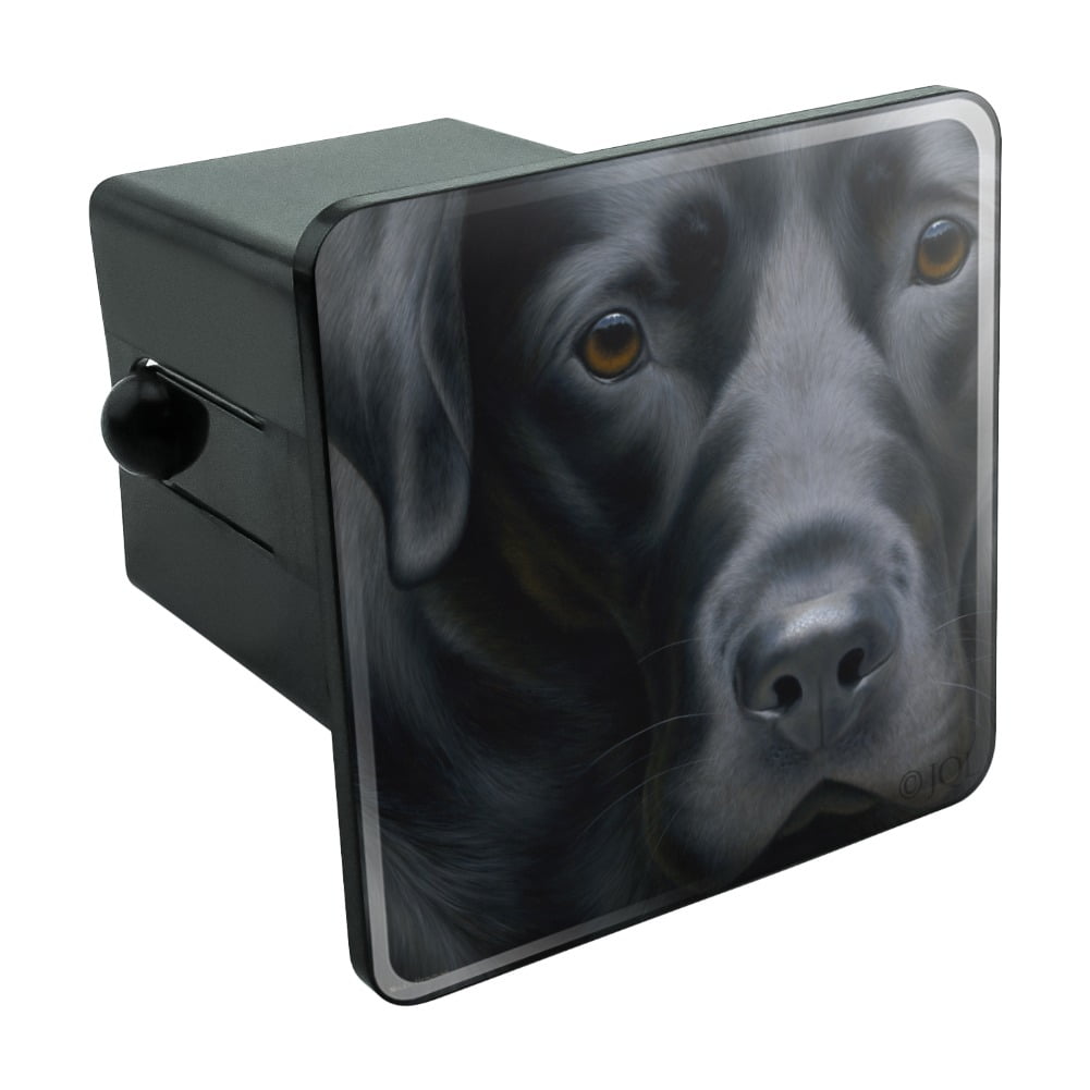 Black Labrador Retriever Dog Face Closeup Tow Trailer Hitch Cover Plug