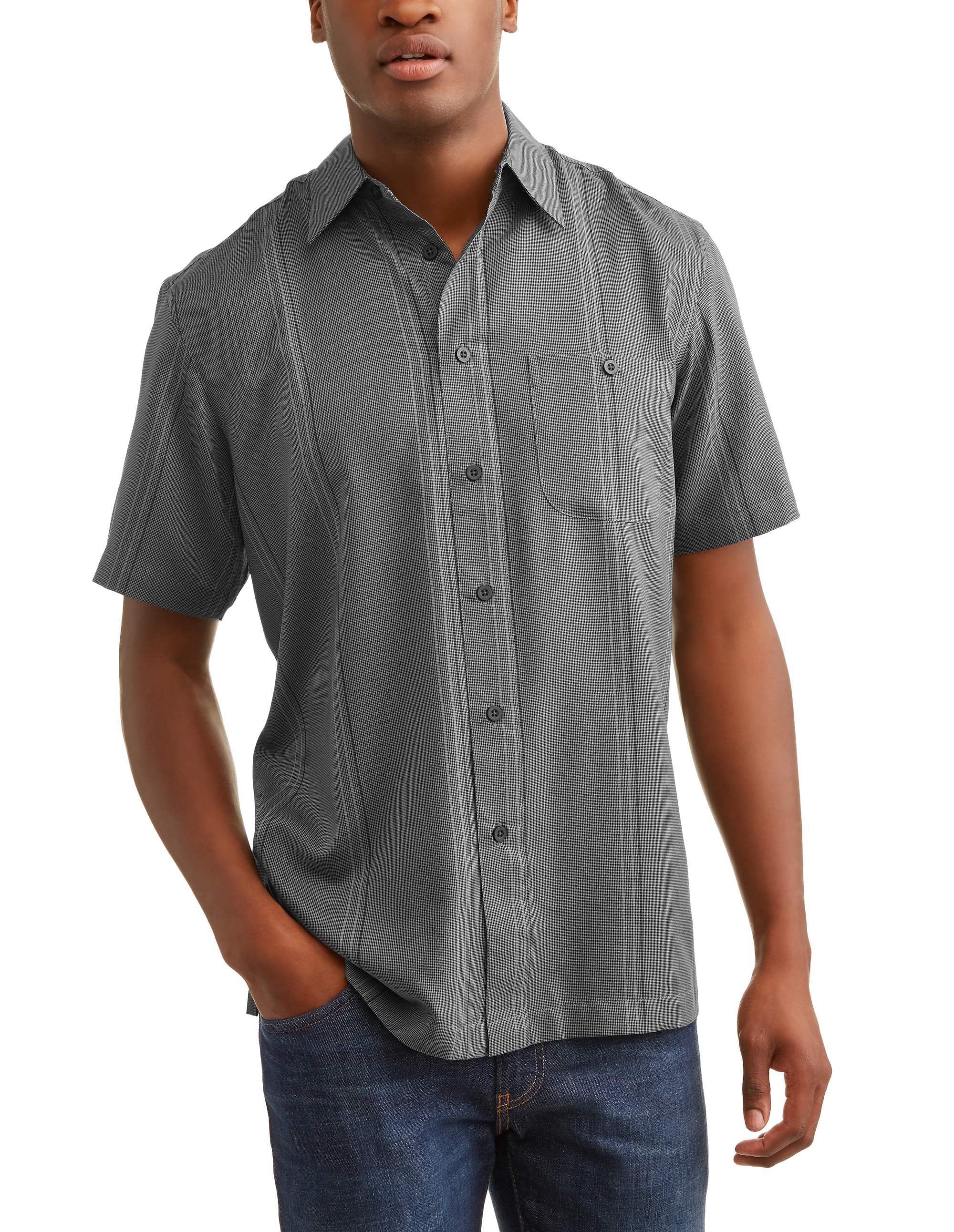 GEORGE - Big and Tall Men's Short Sleeve Microfiber Shirt - Walmart.com ...