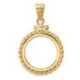 thumbnail image 4 of FJC Finejewelers 14 kt Yellow Gold Twisted Wire 16.5mm x 1.35mm Screw Top Coin Bezel Pendant, 4 of 6