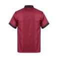 thumbnail image 2 of YONGHS Unisex Chef Coat Men's Short Sleeve Button Down Chef Jacket with Hat Kitchen Chef Top Uniform 05#Burgundy 4XL, 2 of 7