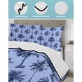 thumbnail image 3 of Quilts Queen Size Bedding Set, Palm Trees Reversible Summer Quilt 3 Pieces, Summer Vintage Tropical Trees Botanical Blue Lightweight Bedspreads Coverlets with 2 Pillow Shams for All Seasons, 3 of 5