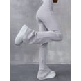 thumbnail image 5 of Women's Sexy Slim Pants Ribbed Solid Color Pants High Waisted Flared Pants Showing Longer Legs All-match Sports Long Pants, 5 of 5
