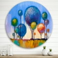 thumbnail image 2 of Designart 'Colourful Landscape Trees Impressionist I' Modern Circle Metal Wall Art 36x36 - Disc of 36, 2 of 5