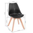 thumbnail image 4 of Homylin Upholstered Dining Chairs Set of 4, PU Shell Chair Accent Side Chair for Living Room Bedroom Kitchen, Oak Solid Wood Legs, Black, 4 of 8