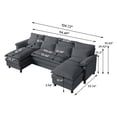 thumbnail image 6 of Pingliang Home 105" U Shaped Sectional Sofa Cloud Couch, Modern Sofa Couches with Double Chaise and 4 Pillows for Living Room Apartment Office Studio, Dark Gray, 6 of 15