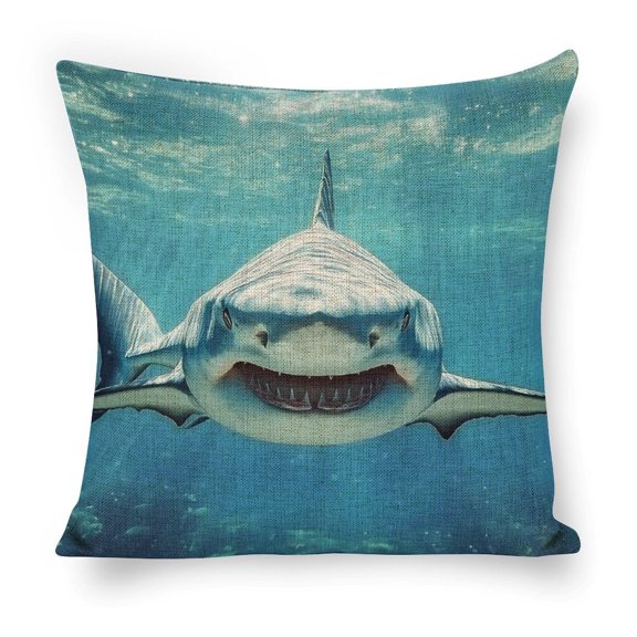 shark Linen toss pillowcase decoration pillowcase gifting preferred 18x18 inch cushion cover sofa pillowcase sofa bedroom living room car