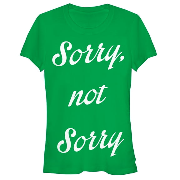 Junior's Lost Gods Sorry Not Sorry Graphic Tee Kelly Green X Large