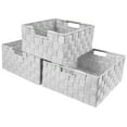 thumbnail image 5 of Sorbus Storage Box Woven Basket Bin Container Tote Cube Organizer Set Stackable Storage Basket Woven Strap Shelf Organizer Built-In Carry Handles (White), 5 of 7