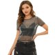 thumbnail image 1 of INSPIRE CHIC Mujer Sexy Chaleco Camiseta de Manga Corta CamiINSPIRE CHICransparente Chaleco Camisa de Malla brillante Negro XL, 1 of 5