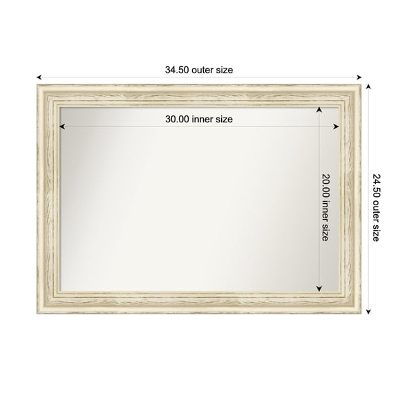 Amanti Art Custom Wall and Bathroom Mirror (24.5 x 34.5 in.), Country White Wash Frame