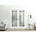 thumbnail image 3 of Solid French Double Doors 60 x 80 inches | Planum 2112 White Silk Frosted Glass | Wood Solid Panel Frame Trims | Closet Bedroom Sturdy Doors, 3 of 5