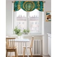 thumbnail image 3 of Abstract Art Tie Up Valances Curtain, Adjustable Kitchen Teal Yellow Tie-Dye Art Ethnic Style Geometric Valances for Windows Decor, Rod Pocket Short Curtains Set for Bedroom/Bathroom, 54"x18", 3 of 8