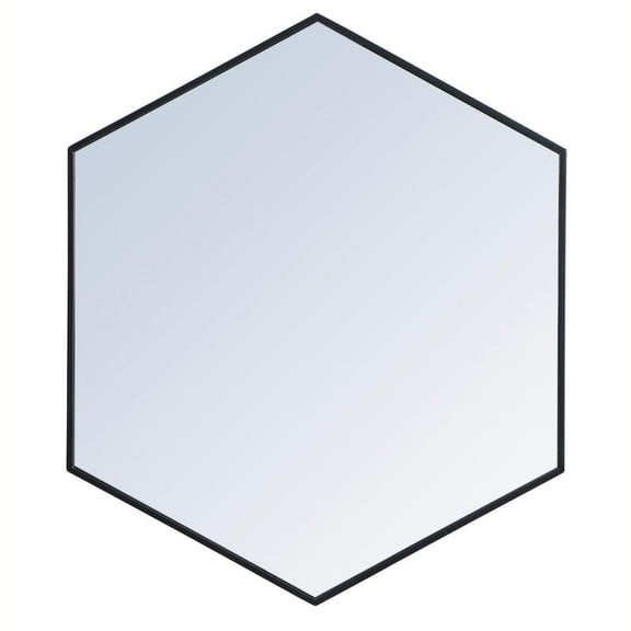 Elegant Decor Metal frame hexagon mirror 38 inch in Black
