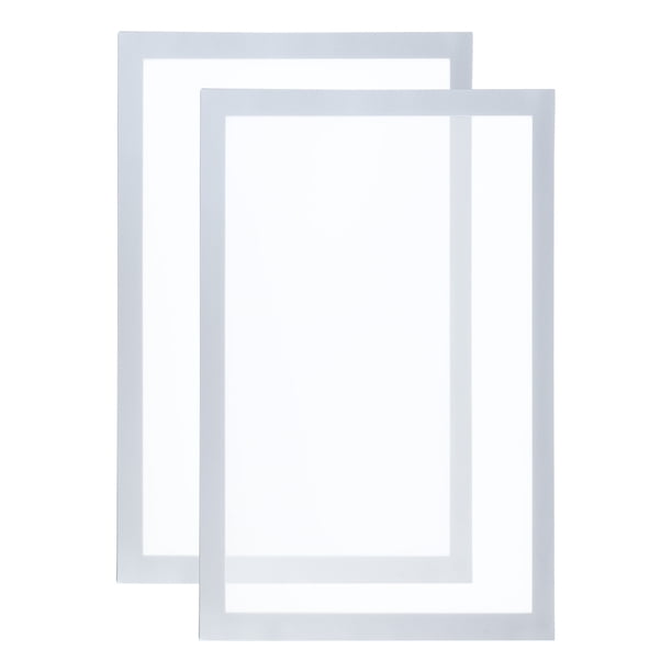 Soporte de señal magnético Uxcell A4, paquete de 2, marco de exhibición magnético autoadhesivo, marco de imagen de doble cara esmerilado para ventana, pared, oficina, refrigerador, plateado